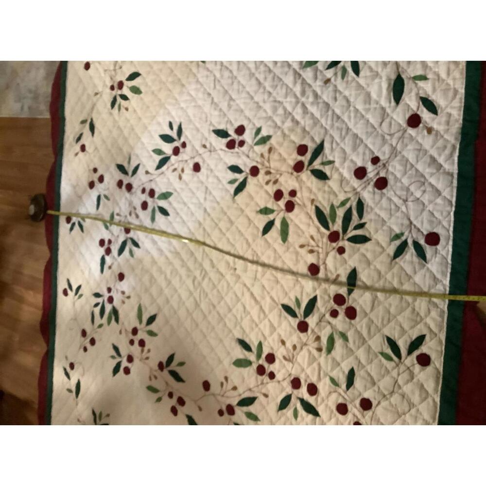 Quilt with  cherry and Leaf Pattern